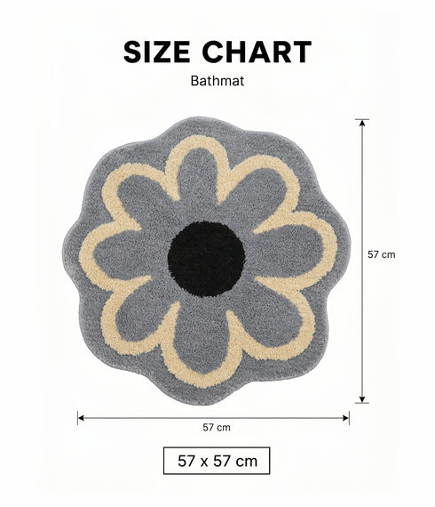 Daisy Flower Shaped Microfiber Round Bath Mat | Ultra Soft & Super Absorbent Bathroom Rug | Anti-Skid Bathmat for Bathroom, Bedroom & Wash Basin Area