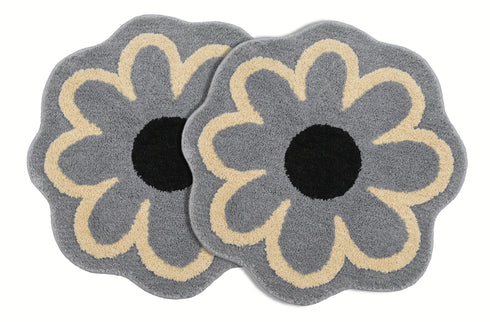Daisy Flower Shaped Microfiber Round Bath Mat | Ultra Soft & Super Absorbent Bathroom Rug | Anti-Skid Bathmat for Bathroom, Bedroom & Wash Basin Area