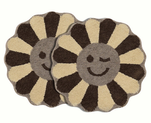 Wink Flower Shaped Microfiber Round Mat | Ultra Soft & Super Absorbent Rug | Anti-Skid Bathmat for Bathroom, Bedroom & Wash Basin, Bedside Doormat Area