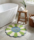Wink Flower Shaped Microfiber Round Mat | Ultra Soft & Super Absorbent Rug | Anti-Skid Bathmat for Bathroom, Bedroom & Wash Basin, Bedside Doormat Area