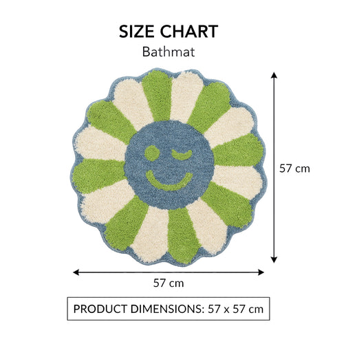 Wink Flower Shaped Microfiber Round Mat | Ultra Soft & Super Absorbent Rug | Anti-Skid Bathmat for Bathroom, Bedroom & Wash Basin, Bedside Doormat Area