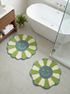 Wink Flower Shaped Microfiber Round Mat | Ultra Soft & Super Absorbent Rug | Anti-Skid Bathmat for Bathroom, Bedroom & Wash Basin, Bedside Doormat Area