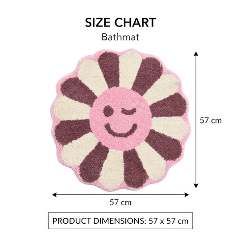 Wink Flower Shaped Microfiber Round Mat | Ultra Soft & Super Absorbent Rug | Anti-Skid Bathmat for Bathroom, Bedroom & Wash Basin, Bedside Doormat Area