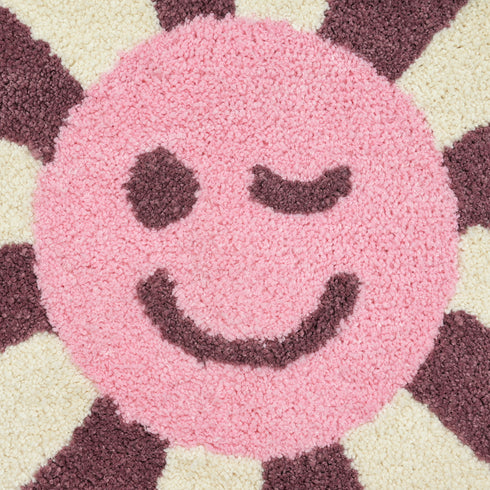 Wink Flower Shaped Microfiber Round Mat | Ultra Soft & Super Absorbent Rug | Anti-Skid Bathmat for Bathroom, Bedroom & Wash Basin, Bedside Doormat Area