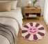 Wink Flower Shaped Microfiber Round Mat | Ultra Soft & Super Absorbent Rug | Anti-Skid Bathmat for Bathroom, Bedroom & Wash Basin, Bedside Doormat Area