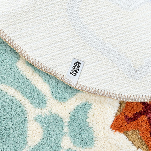 SHORE Microfiber Bath Mat for Bathroom, Anti-Skid Soft Absorbent Bath Rug, Beach Design Oval Floor Mat, Quick Dry Washable Mat for Bathroom, Bedroom & Entryway