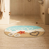 SHORE Microfiber Bath Mat for Bathroom, Anti-Skid Soft Absorbent Bath Rug, Beach Design Oval Floor Mat, Quick Dry Washable Mat for Bathroom, Bedroom & Entryway