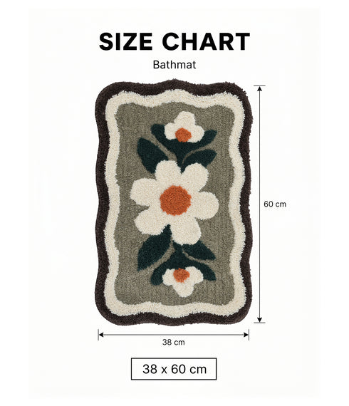 BELLIS Microfiber Floral Bath Mat | Soft & Absorbent Bathroom Rug | Anti-Skid & Quick Dry | Decorative Flower Design