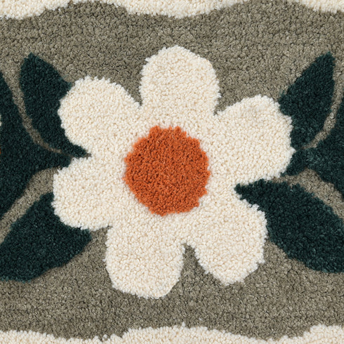 BELLIS Microfiber Floral Bath Mat | Soft & Absorbent Bathroom Rug | Anti-Skid & Quick Dry | Decorative Flower Design
