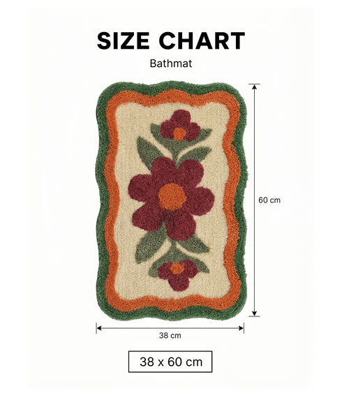 BELLIS Microfiber Floral Bath Mat | Soft & Absorbent Bathroom Rug | Anti-Skid & Quick Dry | Decorative Flower Design