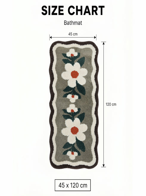 BELLIS Microfiber Floral Bath Mat | Soft & Absorbent Bathroom Rug | Anti-Skid & Quick Dry | Decorative Flower Design