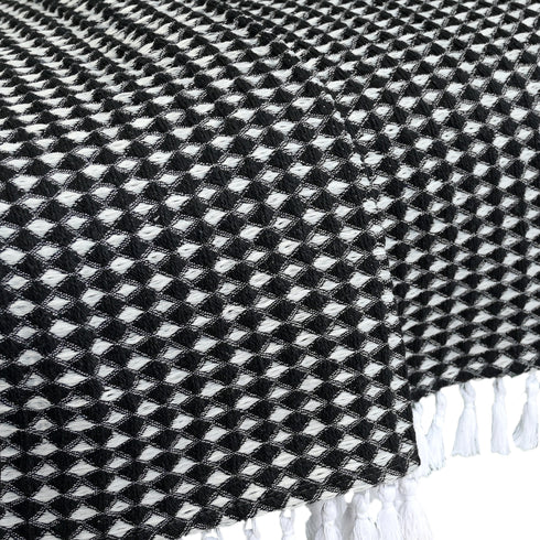 Comfy Sofa Seat Cover | Cotton & Polyester Sofa Cover with Elegant Fringe Design | Geometric Woven Sofa Cover for Sofa | Sofa Protector | Easy Wash & Durable Fabric