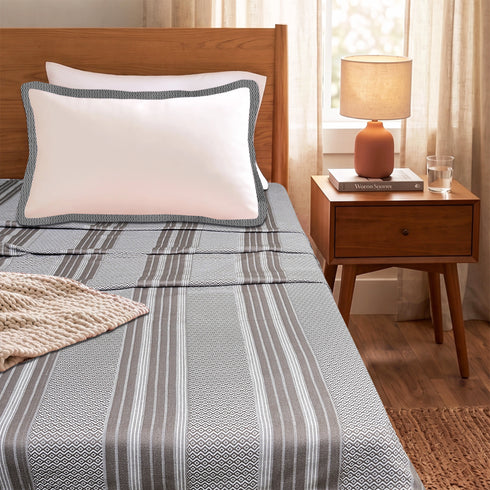 PRESCIO Cotton & Microfiber Flat Bedsheet | 50% Cotton & 50% Microfiber | 180 TC (Weight= 400 TC) | Soft, Breathable, Colorfast, Lint-Free & Quick Dry | Woven Bed Sheet