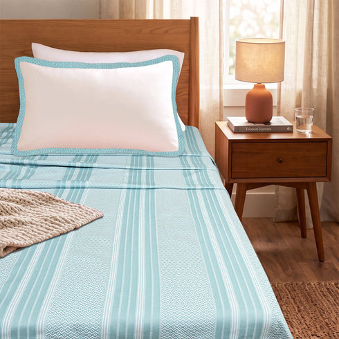 PRESCIO Cotton & Microfiber Flat Bedsheet | 50% Cotton & 50% Microfiber | 180 TC (Weight= 400 TC) | Soft, Breathable, Colorfast, Lint-Free & Quick Dry | Woven Bed Sheet