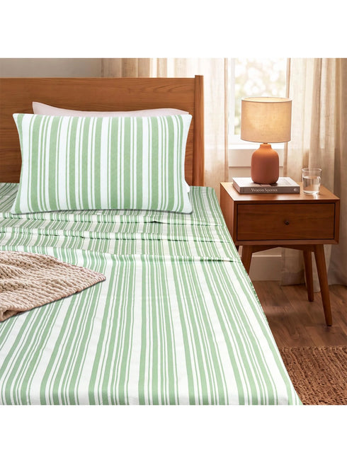LA Strie Cotton Microfiber Bedsheet | 180 TC (Equivalent to 400 TC) | Woven, Colorfast & Quick Dry | Machine Washable