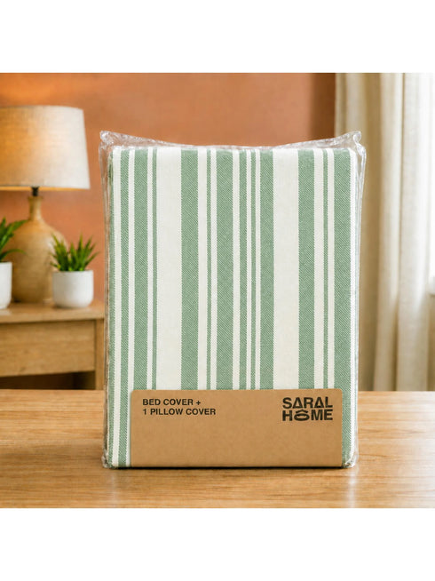 LA Strie Cotton Microfiber Bedsheet | 180 TC (Equivalent to 400 TC) | Woven, Colorfast & Quick Dry | Machine Washable