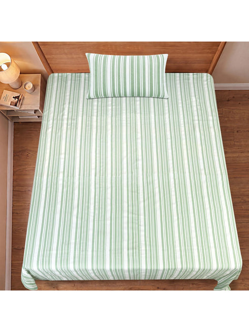 LA Strie Cotton Microfiber Bedsheet | 180 TC (Equivalent to 400 TC) | Woven, Colorfast & Quick Dry | Machine Washable