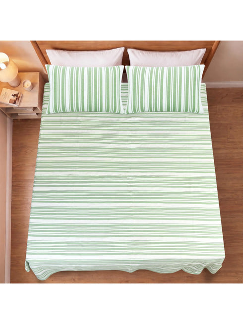 LA Strie Cotton Microfiber Bedsheet | 180 TC (Equivalent to 400 TC) | Woven, Colorfast & Quick Dry | Machine Washable