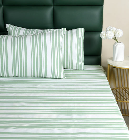 LA Strie Cotton Microfiber Bedsheet | 180 TC (Equivalent to 400 TC) | Woven, Colorfast & Quick Dry | Machine Washable