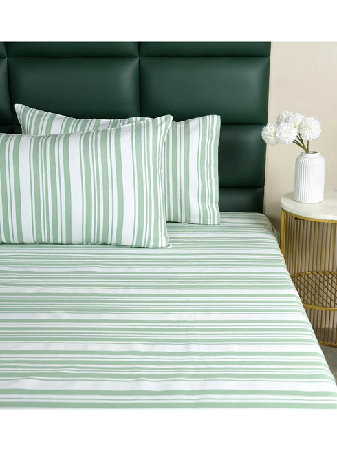 LA Strie Cotton Microfiber Bedsheet | 180 TC (Equivalent to 400 TC) | Woven, Colorfast & Quick Dry | Machine Washable