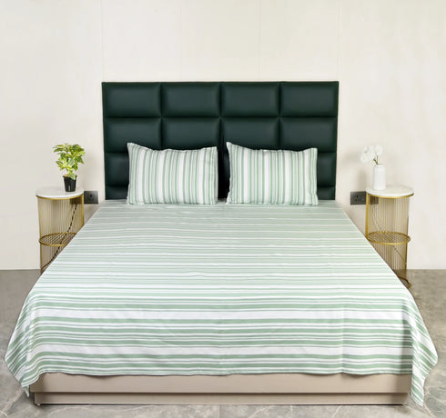 LA Strie Cotton Microfiber Bedsheet | 180 TC (Equivalent to 400 TC) | Woven, Colorfast & Quick Dry | Machine Washable