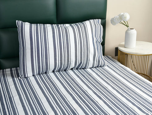 LA Strie Cotton Microfiber Bedsheet | 180 TC (Equivalent to 400 TC) | Woven, Colorfast & Quick Dry | Machine Washable