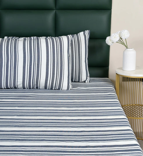 LA Strie Cotton Microfiber Bedsheet | 180 TC (Equivalent to 400 TC) | Woven, Colorfast & Quick Dry | Machine Washable