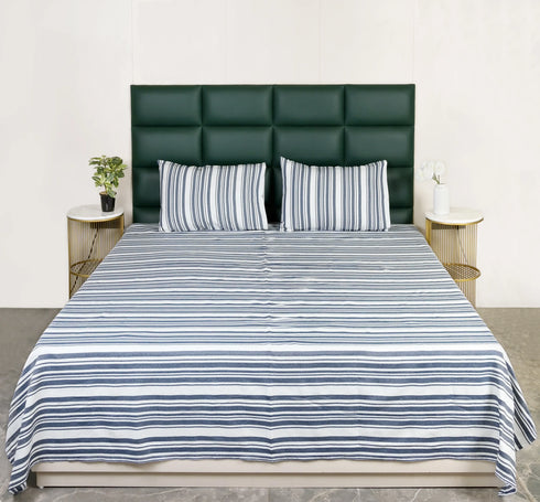 LA Strie Cotton Microfiber Bedsheet | 180 TC (Equivalent to 400 TC) | Woven, Colorfast & Quick Dry | Machine Washable