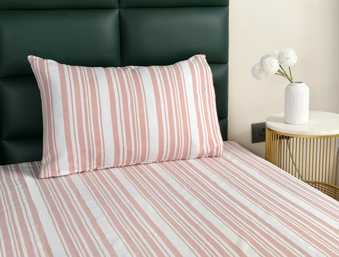 LA Strie Cotton Microfiber Bedsheet | 180 TC (Equivalent to 400 TC) | Woven, Colorfast & Quick Dry | Machine Washable