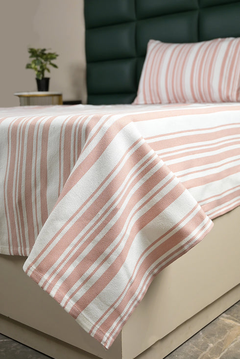 LA Strie Cotton Microfiber Bedsheet | 180 TC (Equivalent to 400 TC) | Woven, Colorfast & Quick Dry | Machine Washable