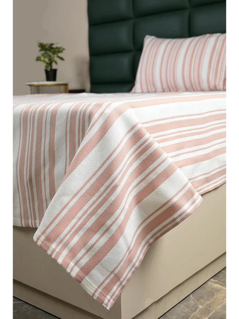 LA Strie Cotton Microfiber Bedsheet | 180 TC (Equivalent to 400 TC) | Woven, Colorfast & Quick Dry | Machine Washable