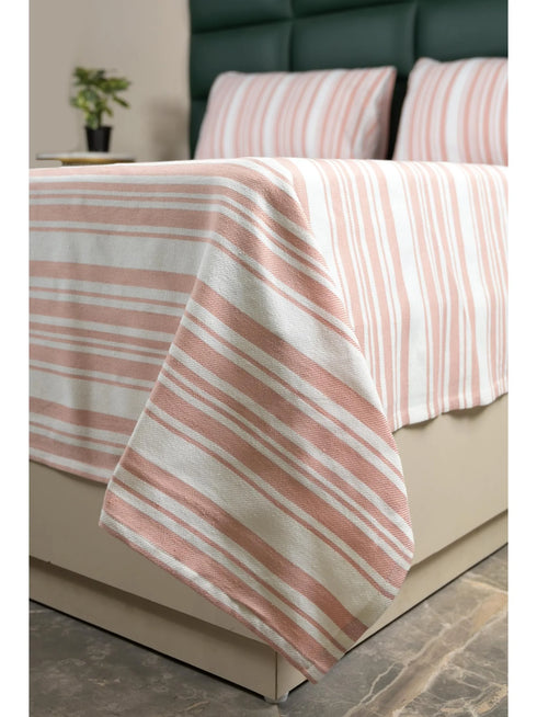 LA Strie Cotton Microfiber Bedsheet | 180 TC (Equivalent to 400 TC) | Woven, Colorfast & Quick Dry | Machine Washable