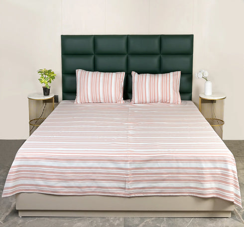 LA Strie Cotton Microfiber Bedsheet | 180 TC (Equivalent to 400 TC) | Woven, Colorfast & Quick Dry | Machine Washable