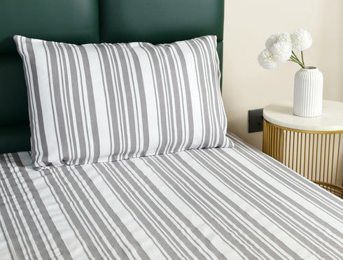 LA Strie Cotton Microfiber Bedsheet | 180 TC (Equivalent to 400 TC) | Woven, Colorfast & Quick Dry | Machine Washable