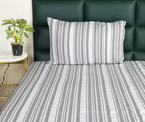 LA Strie Cotton Microfiber Bedsheet | 180 TC (Equivalent to 400 TC) | Woven, Colorfast & Quick Dry | Machine Washable