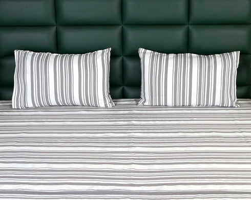 LA Strie Cotton Microfiber Bedsheet | 180 TC (Equivalent to 400 TC) | Woven, Colorfast & Quick Dry | Machine Washable