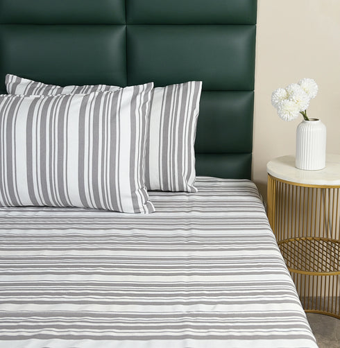 LA Strie Cotton Microfiber Bedsheet | 180 TC (Equivalent to 400 TC) | Woven, Colorfast & Quick Dry | Machine Washable