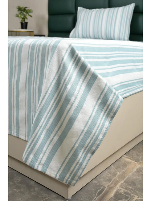 LA Strie Cotton Microfiber Bedsheet | 180 TC (Equivalent to 400 TC) | Woven, Colorfast & Quick Dry | Machine Washable