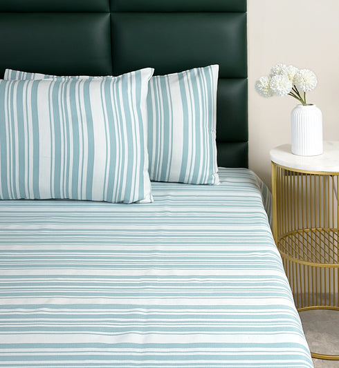 LA Strie Cotton Microfiber Bedsheet | 180 TC (Equivalent to 400 TC) | Woven, Colorfast & Quick Dry | Machine Washable