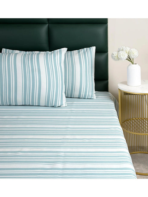LA Strie Cotton Microfiber Bedsheet | 180 TC (Equivalent to 400 TC) | Woven, Colorfast & Quick Dry | Machine Washable