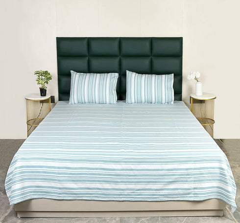 LA Strie Cotton Microfiber Bedsheet | 180 TC (Equivalent to 400 TC) | Woven, Colorfast & Quick Dry | Machine Washable