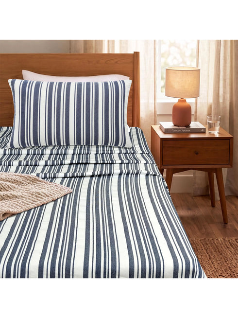 LA Strie Cotton Microfiber Bedsheet | 180 TC (Equivalent to 400 TC) | Woven, Colorfast & Quick Dry | Machine Washable