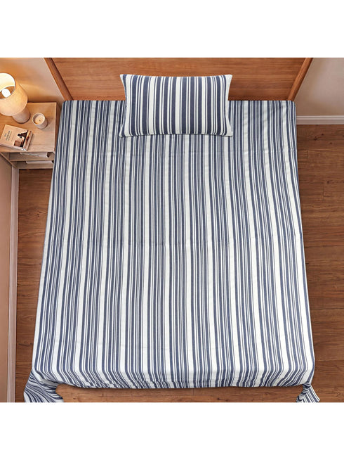 LA Strie Cotton Microfiber Bedsheet | 180 TC (Equivalent to 400 TC) | Woven, Colorfast & Quick Dry | Machine Washable