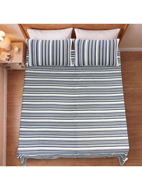 LA Strie Cotton Microfiber Bedsheet | 180 TC (Equivalent to 400 TC) | Woven, Colorfast & Quick Dry | Machine Washable