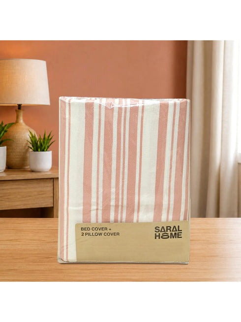 LA Strie Cotton Microfiber Bedsheet | 180 TC (Equivalent to 400 TC) | Woven, Colorfast & Quick Dry | Machine Washable