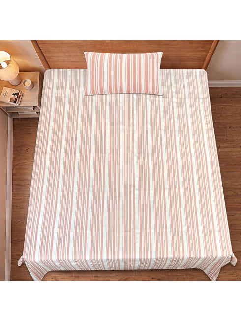 LA Strie Cotton Microfiber Bedsheet | 180 TC (Equivalent to 400 TC) | Woven, Colorfast & Quick Dry | Machine Washable