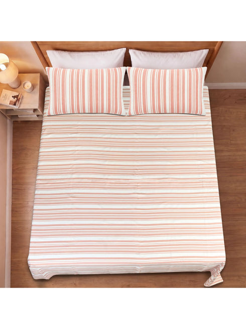 LA Strie Cotton Microfiber Bedsheet | 180 TC (Equivalent to 400 TC) | Woven, Colorfast & Quick Dry | Machine Washable