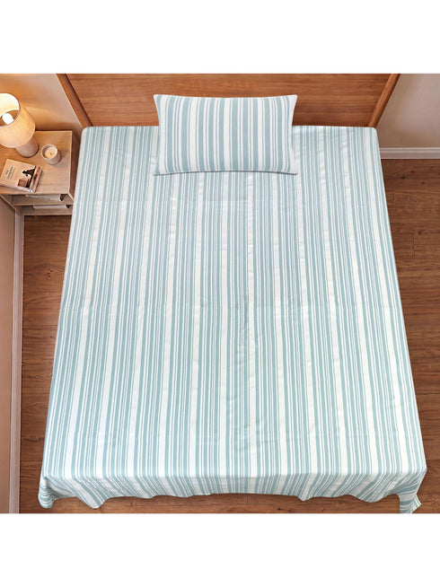 LA Strie Cotton Microfiber Bedsheet | 180 TC (Equivalent to 400 TC) | Woven, Colorfast & Quick Dry | Machine Washable
