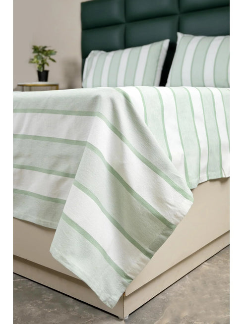 Feliz Cotton Microfiber Bedsheet | 180 TC (Equivalent to 400 TC Feel) | Woven Stripe Design | Soft, Colorfast, No Linting & Quick Dry