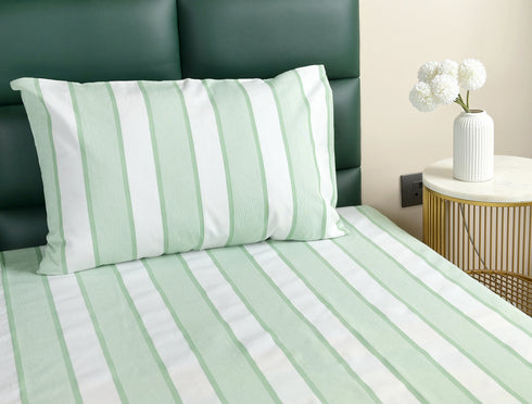 Feliz Cotton Microfiber Bedsheet | 180 TC (Equivalent to 400 TC Feel) | Woven Stripe Design | Soft, Colorfast, No Linting & Quick Dry